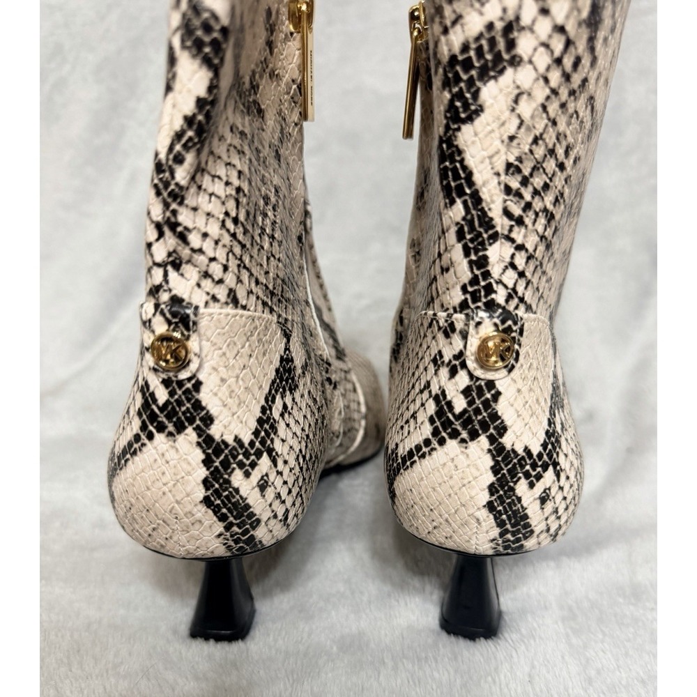 Michael Kors NEW Boots Bootie Snake Print Ankle Boots Kitten Heel SZ 9.5 Black - Picture 7 of 11